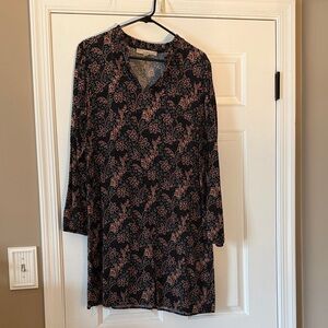 LOFT Black and Pink Floral Dress